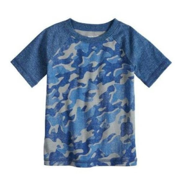 *Summer T-Shirt sz 4 "Blue Camo Tagless Short Sleeve Crew Boys - Picture 1 of 3